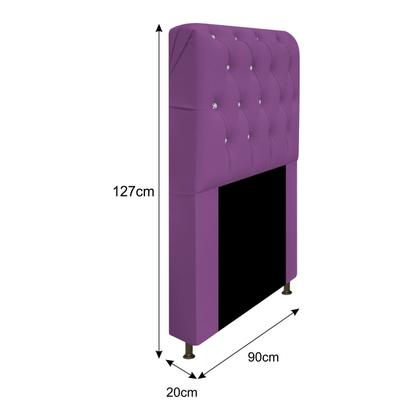 Imagem de Cabeceira Solteiro Lady A05 c/ Strass 90 cm para Cama Box Corano - Doce Sonho Móveis