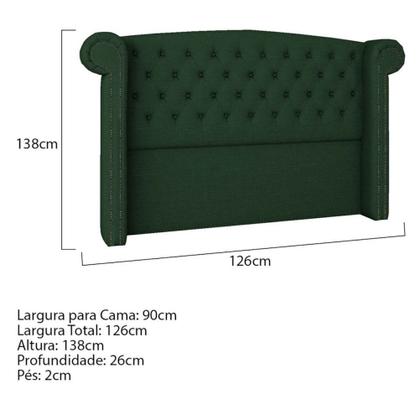 Imagem de Cabeceira Solteiro Lyon P04 90 cm Suede Verde TCA 947 - Amarena Móveis