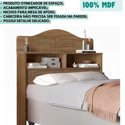 Imagem de Cabeceira Solteiro MDF Cama Box 2 Nichos Resistente Durável