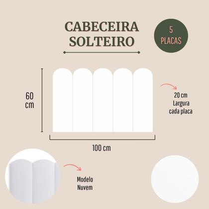 Imagem de Cabeceira Solteiro Nuvem 100x60 Cama Box Modulada Luno