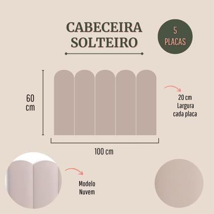 Imagem de Cabeceira Solteiro Nuvem 100x60 Cama Box Modulada Luno