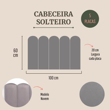 Imagem de Cabeceira Solteiro Nuvem 100x60 Cama Box Modulada Luno