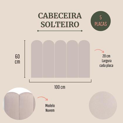 Imagem de Cabeceira Solteiro Nuvem 100x60 Cama Box Modulada Luno