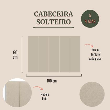 Imagem de Cabeceira Solteiro Reta Linho 100x60 Cama Box Modulada