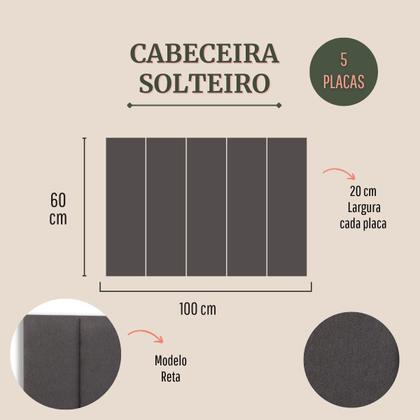 Imagem de Cabeceira Solteiro Reta Linho 100x60 Cama Box Modulada