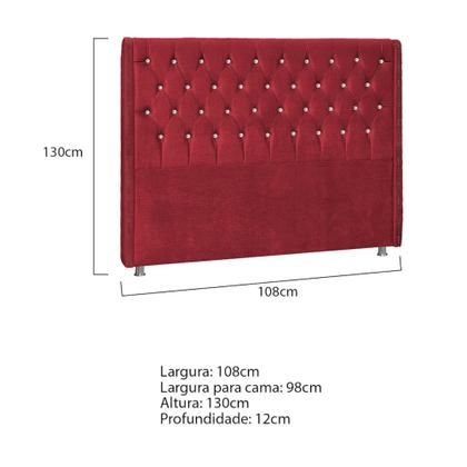 Imagem de Cabeceira Solteiro Tóquio P04 98 cm Suede  Vermelho TCA 53 - Amarena Móveis