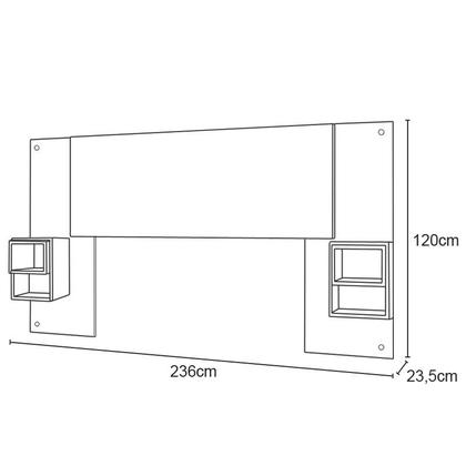 Imagem de Cabeceira Toquio Casal, Solteiro com Mesa de Cabeceira Nature/Alasca - VLR