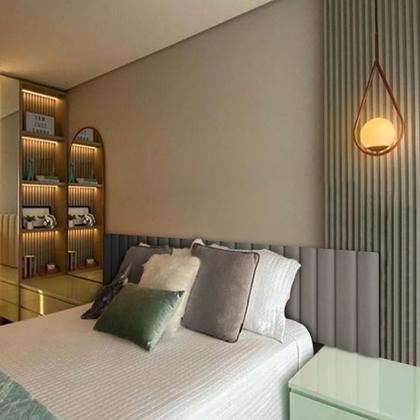 Imagem de Cabeceira Veludo Modular Estofada Retangular 45X10cm para Cama Box Queen King - Ornata Domus