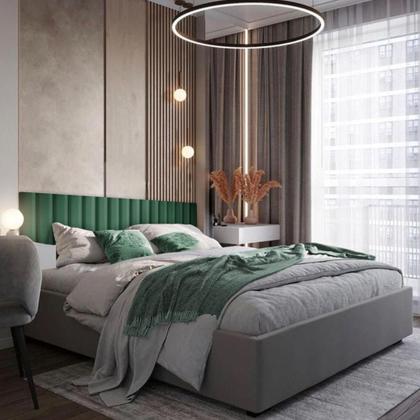 Imagem de Cabeceira Veludo Modular Estofada Retangular 45X10cm para Cama Box Queen King - Ornata Domus