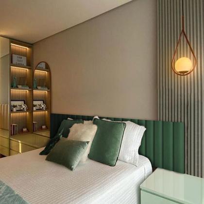 Imagem de Cabeceira Veludo Modular Estofada Retangular 45X10cm para Cama Box Queen King - Ornata Domus