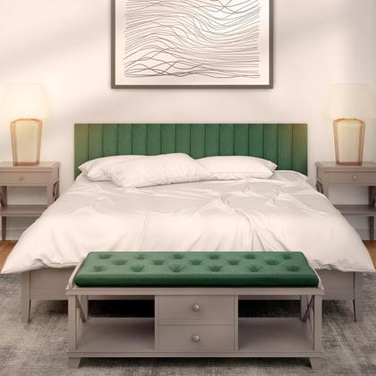 Imagem de Cabeceira Veludo Modular Estofada Retangular 45X10cm para Cama Box Queen King - Ornata Domus