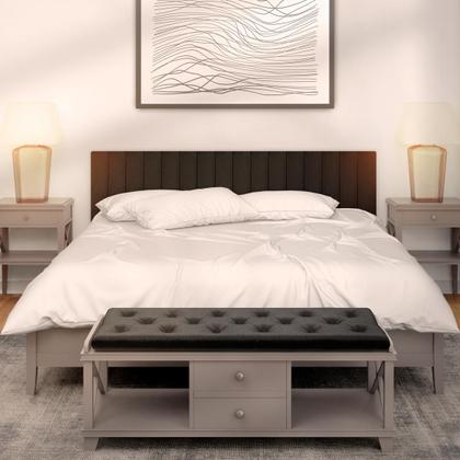 Imagem de Cabeceira Veludo Modular Estofada Retangular 45X10cm para Cama Box Queen King - Ornata Domus