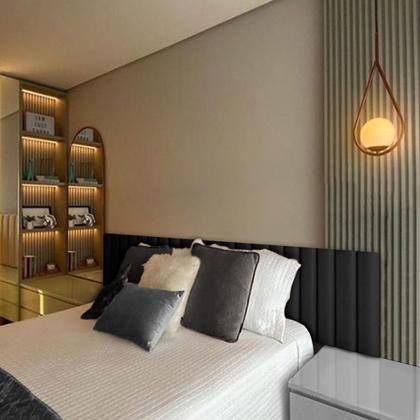 Imagem de Cabeceira Veludo Modular Estofada Retangular 45X10cm para Cama Box Queen King - Ornata Domus