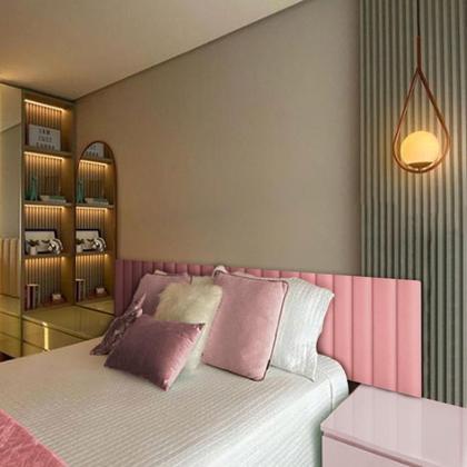 Imagem de Cabeceira Veludo Modular Estofada Retangular 45X10cm para Cama Box Queen King - Ornata Domus