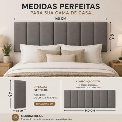 Imagem de cabeceiras de cama de casal para cama box estofada Painel Autoadesivo Suede 140cm