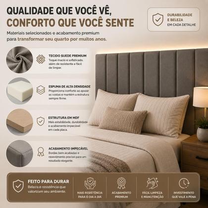 Imagem de cabeceiras de cama de casal para cama box estofada Painel Autoadesivo Suede 140cm