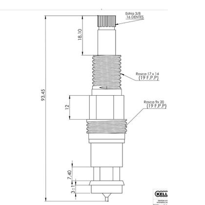 Imagem de Cabecote MVS 16 Dentes Reparo Registro Pressão 3/8 Kelly