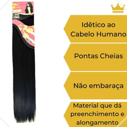 Imagem de Cabelo Aplique Tic Tac Liso Orgânico 1 Tela 150gr De 70cm