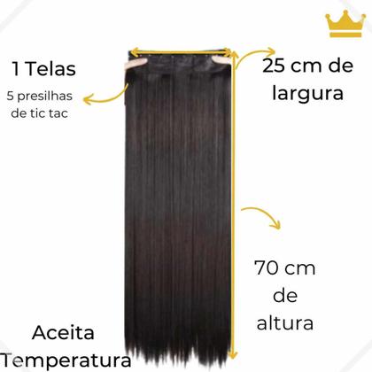 Imagem de Cabelo Aplique Tic Tac Liso Orgânico 1 Tela 150gr De 70cm