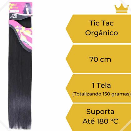 Imagem de Cabelo Aplique Tic Tac Liso Orgânico 1 Tela 150gr De 70cm