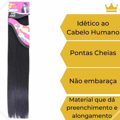 Imagem de Cabelo Aplique Tic Tac Liso Orgânico 1 Tela 150gr De 70cm