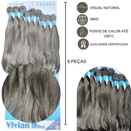 Imagem de Cabelo Cherey Bio Fibra Liso Ondulado Vivian 9 telas 65cm 360g