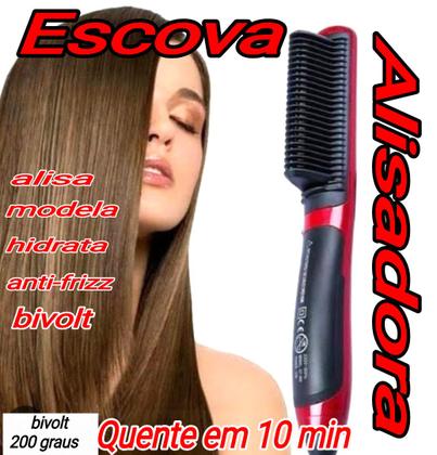 Imagem de Cabelo e Barba Bivolt Portátil Potente Escova Alisadora Mágica