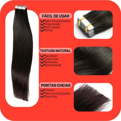 Imagem de Cabelo Humano Aplique Fita Adesiva Invisivel 60cm 40 Peças