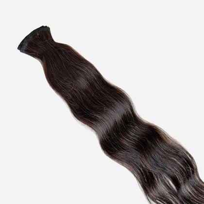 Imagem de Cabelo Humano na Tela Ondulado Castanho - 65cm