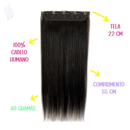 Imagem de Cabelo Humano Tic Tac Preto Natural Tela Unica 55 Cm 60 Gr