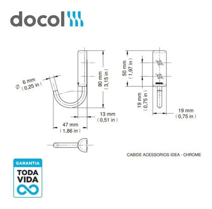 Imagem de Cabide Acessórios Toalha Idea 585906 Docol Cromado Original