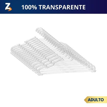Imagem de Cabide Acrílico Adulto Cristal Transparente Kit 30 Cabides Reforçado Organizar Roupas