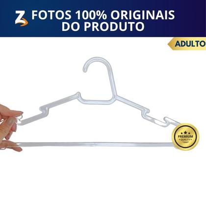 Imagem de Cabide Acrílico Adulto Cristal Transparente Kit 30 Cabides Reforçado Organizar Roupas