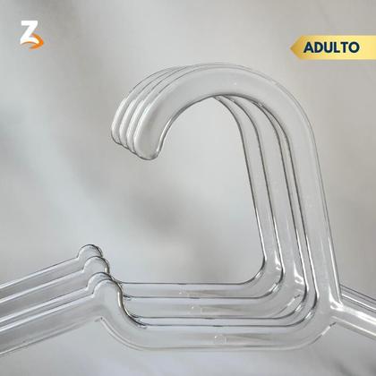 Imagem de Cabide Acrílico Adulto Cristal Transparente Kit 30 Cabides Reforçado Organizar Roupas