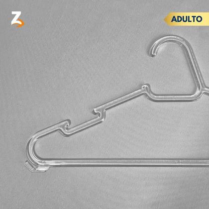 Imagem de Cabide Acrílico Adulto Cristal Transparente Kit 30 Cabides Reforçado Organizar Roupas
