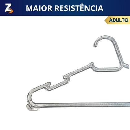 Imagem de Cabide Acrílico Adulto Cristal Transparente Kit 30 Cabides Reforçado Organizar Roupas