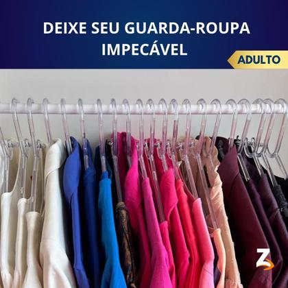 Imagem de Cabide Acrílico Adulto Cristal Transparente Kit 30 Cabides Reforçado Organizar Roupas