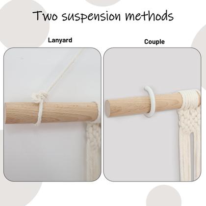 Imagem de Cabide de parede de macramê com corda de algodão ZYP de 7 camadas