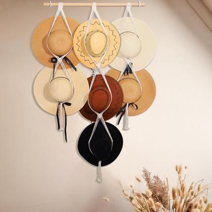 Imagem de Cabide de parede de macramê com corda de algodão ZYP de 7 camadas