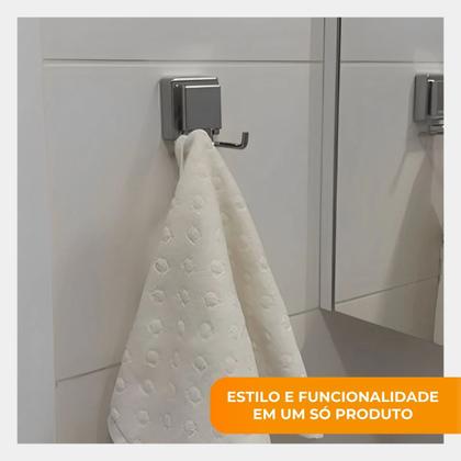 Imagem de Cabide Gancho Duplo Multiuso Banheiro Lavabo Cozinha Lavanderia Com Ventosa Porta Toalha