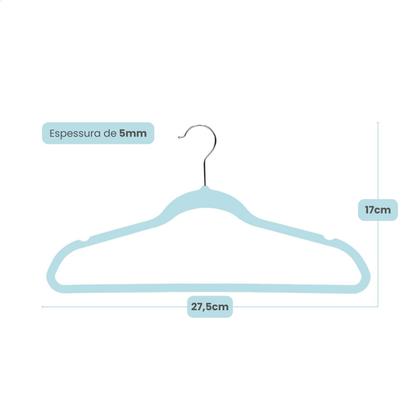 Imagem de Cabide Infantil Veludo Kit com 20 Cabides Resistente até 2Kg de Roupa