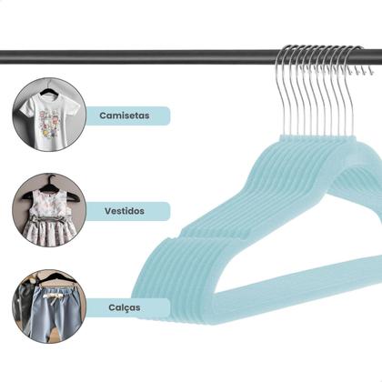 Imagem de Cabide Infantil Veludo Kit com 20 Cabides Resistente até 2Kg de Roupa
