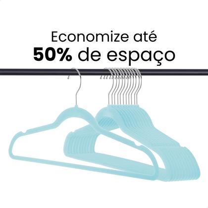 Imagem de Cabide Infantil Veludo Kit com 20 Cabides Resistente até 2Kg de Roupa