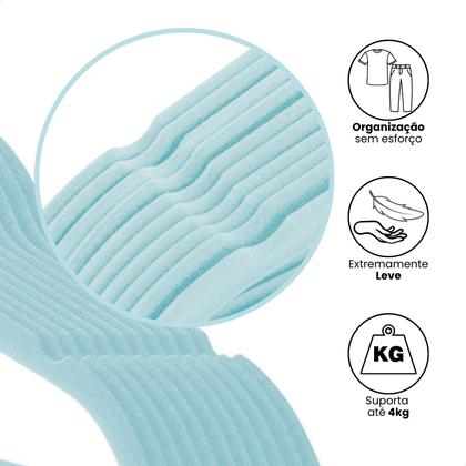 Imagem de Cabide Infantil Veludo Kit com 20 Cabides Resistente até 2Kg de Roupa