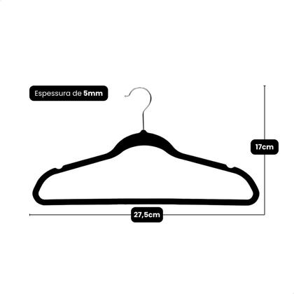 Imagem de Cabide Infantil Veludo Kit com 20 Cabides Resistente até 2Kg de Roupa