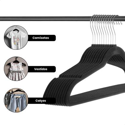 Imagem de Cabide Infantil Veludo Kit com 20 Cabides Resistente até 2Kg de Roupa