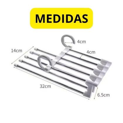 Imagem de Cabide Multifuncional para Calças de Inox com 5 Divisórias Branco