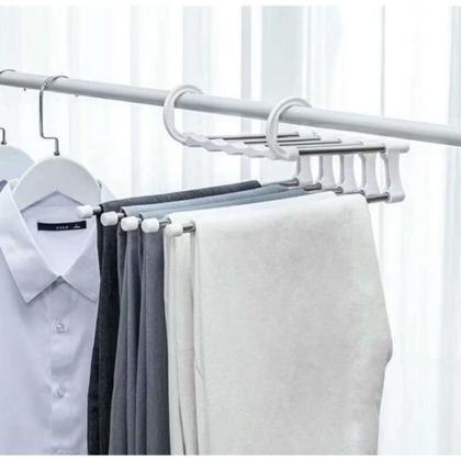 Imagem de Cabide Multifuncional para Calças de Inox com 5 Divisórias Branco