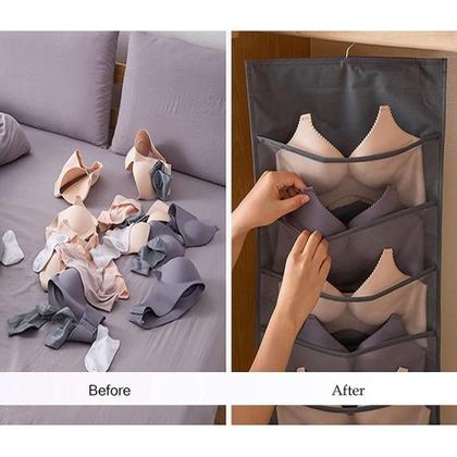 Imagem de Cabide Organizador Dupla Face Porta Sutia 24 Bolsos Colmeia Divisorias Closet Joias Guarda Roupa Multiuso