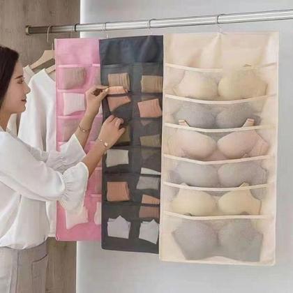 Imagem de Cabide Organizador Dupla Face Porta Sutia 24 Bolsos Colmeia Divisorias Closet Joias Guarda Roupa